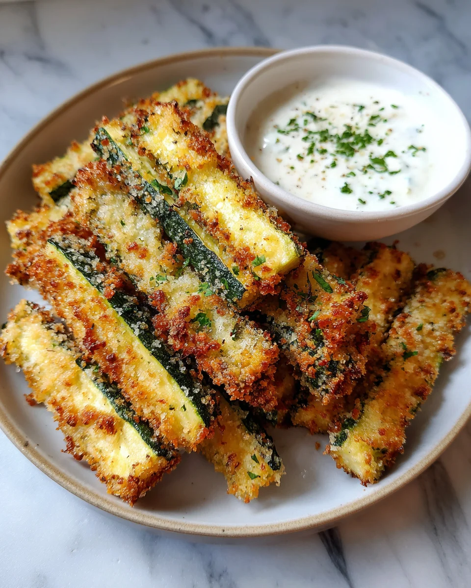 Crispy Parmesan Zucchini Fries with Ranch Dip