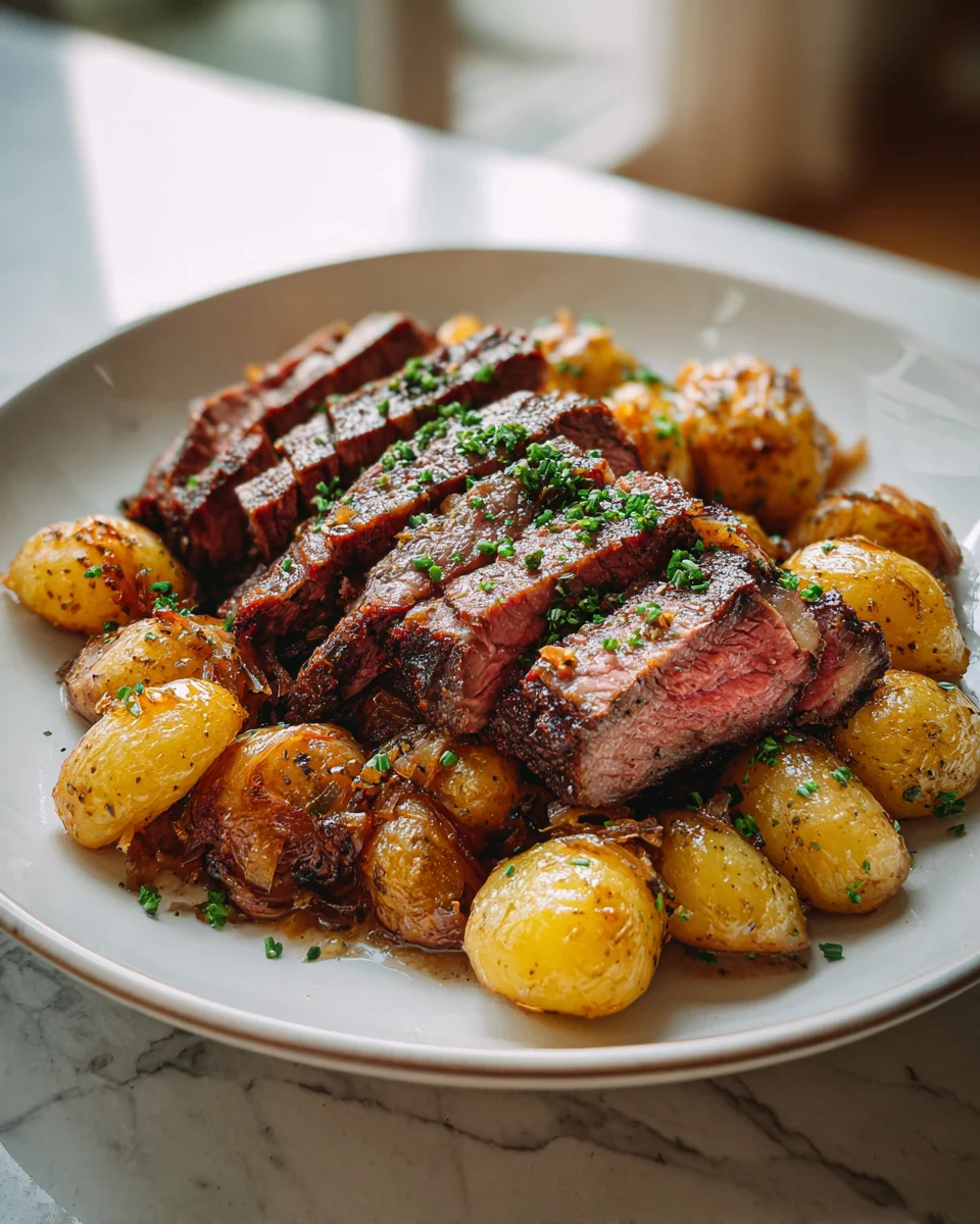 Crockpot French Onion Beef and Potatoes