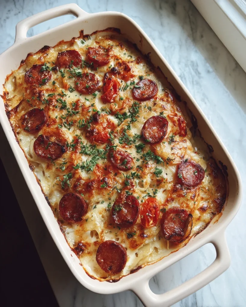 Crockpot Pierogi Casserole With Kielbasa