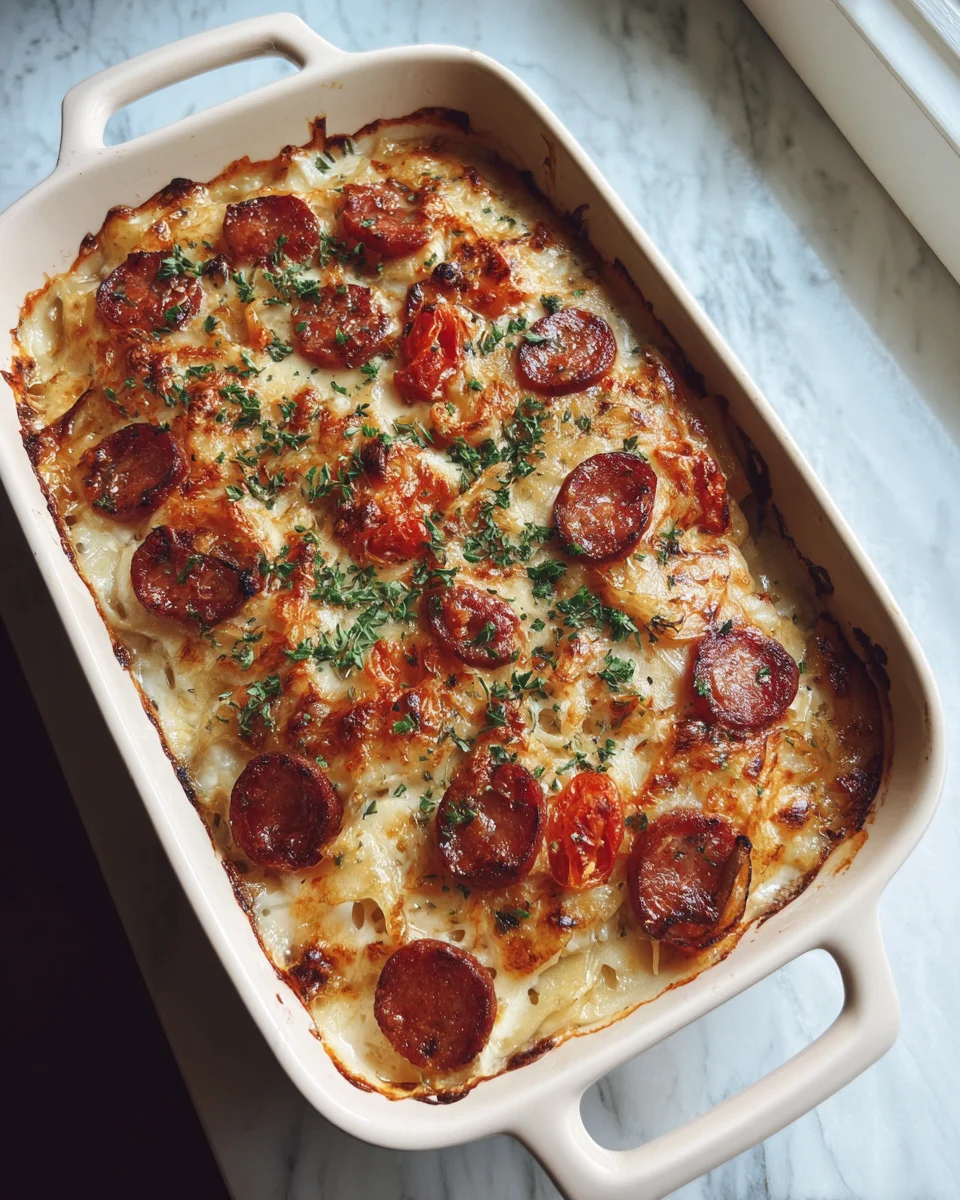 Crockpot Pierogi Casserole With Kielbasa