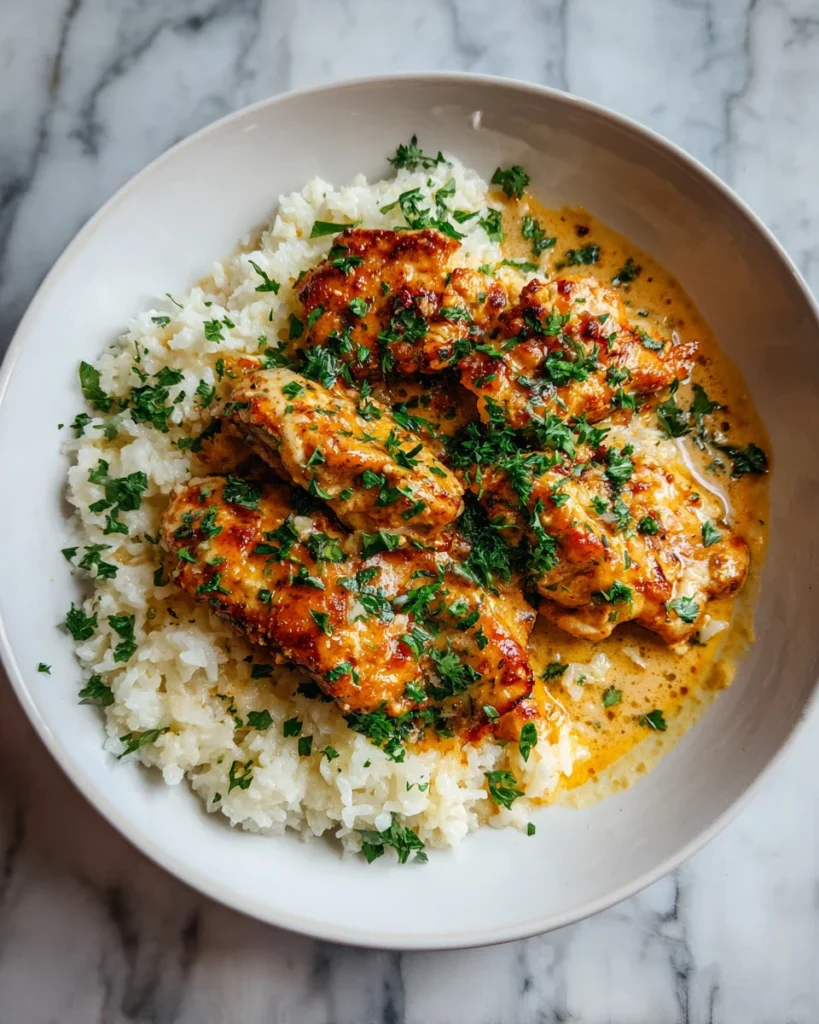 Garlic Butter Chicken with Parmesan Rice