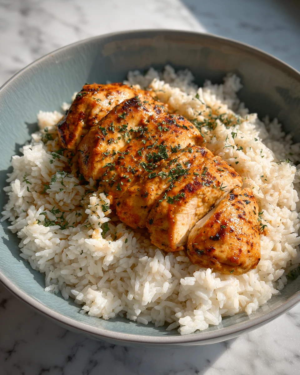 Garlic Butter Chicken with Parmesan Rice