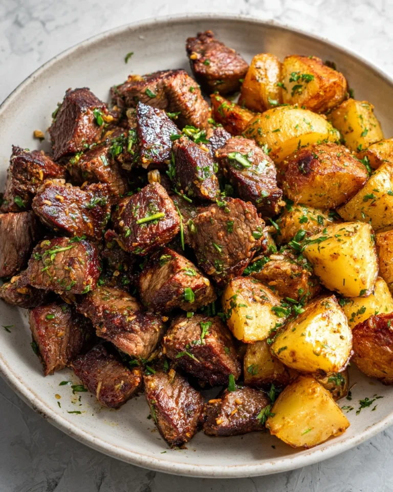 Garlic Butter Steak Bites with Roasted Potatoes