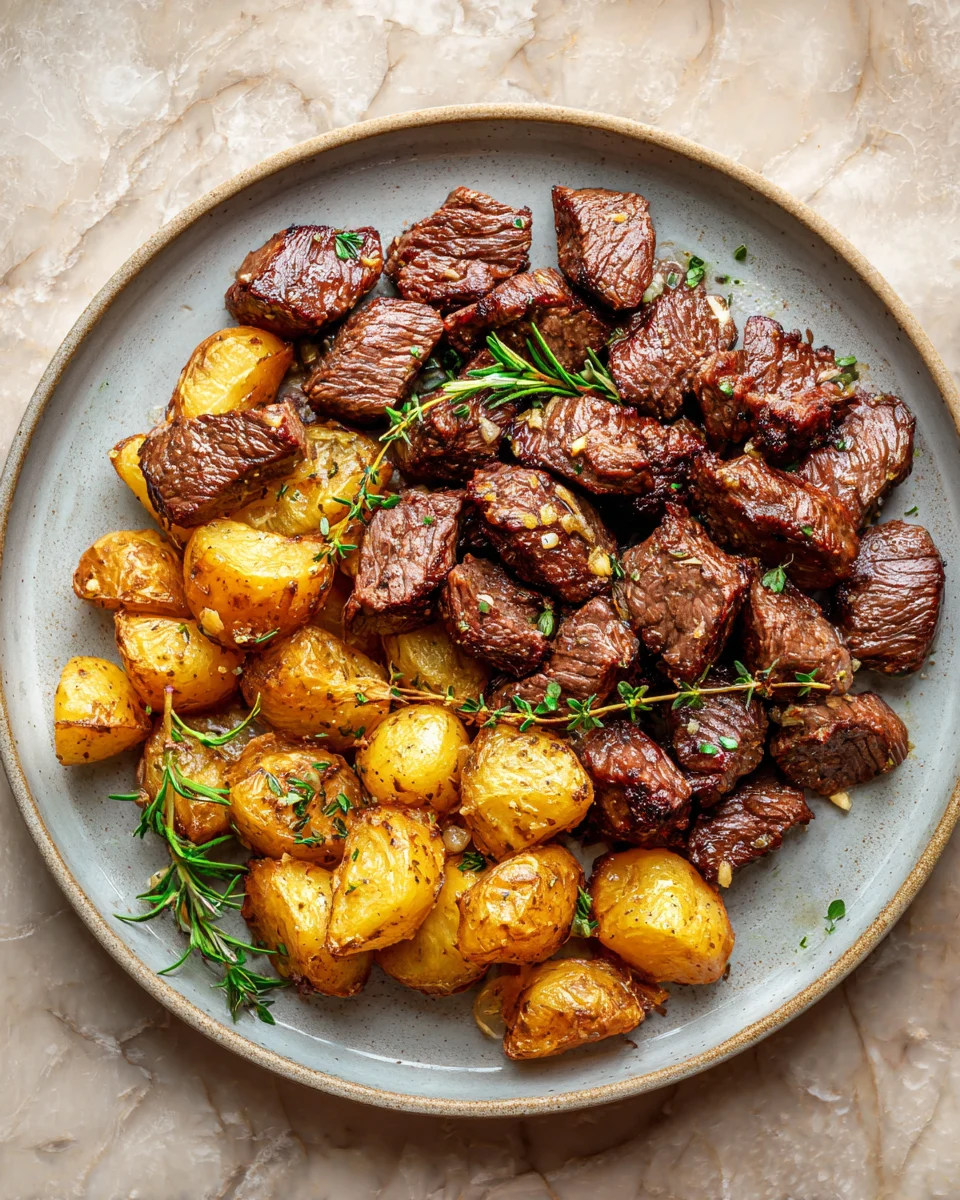 Garlic Butter Steak Bites with Roasted Potatoes