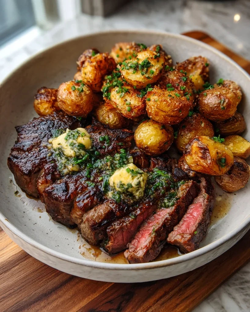 Garlic Butter Steak and Crispy Potato Skillet