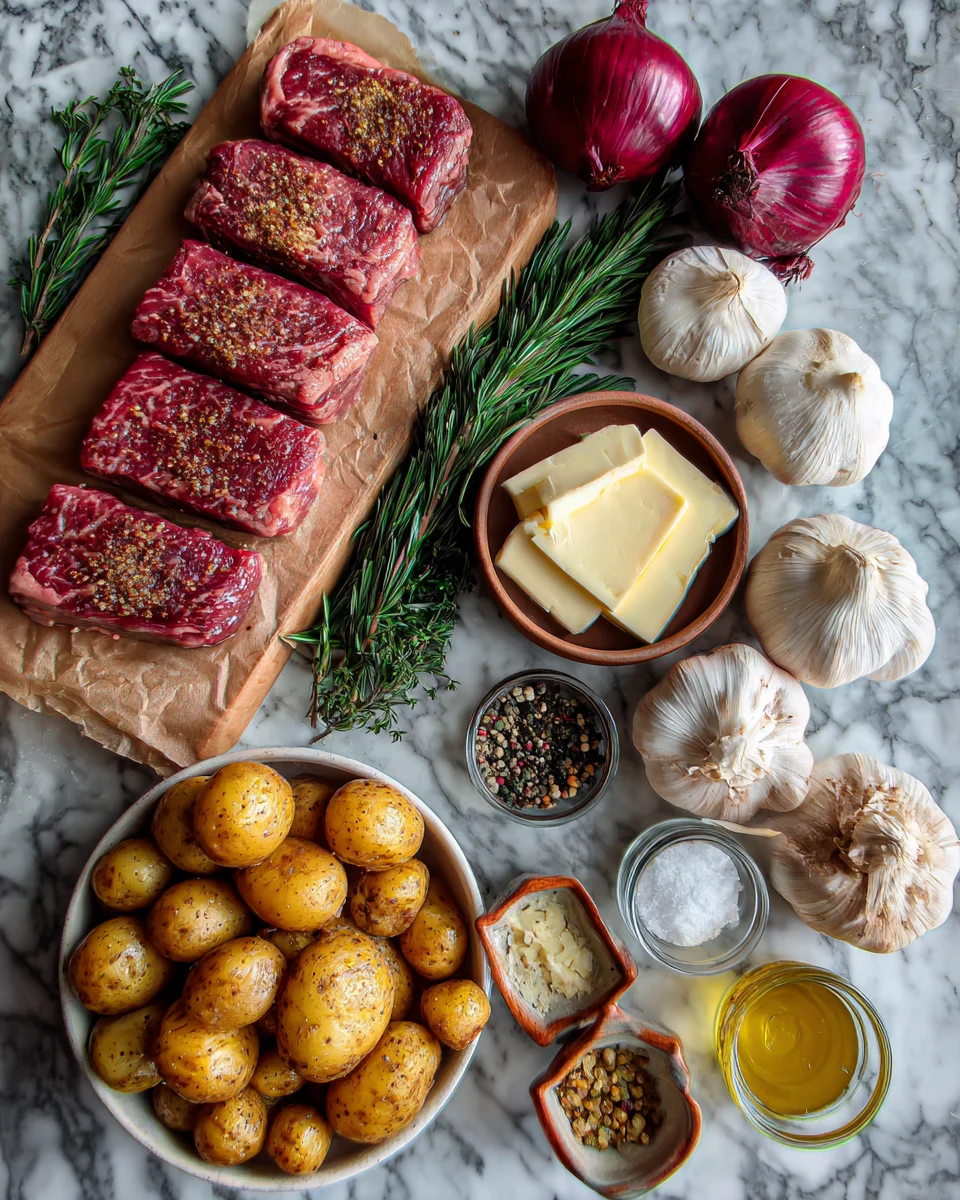 Garlic Butter Steak and Crispy Potato Skillet