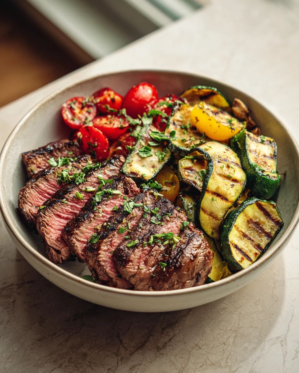 Grilled Steak Bowl with Grilled Zucchini