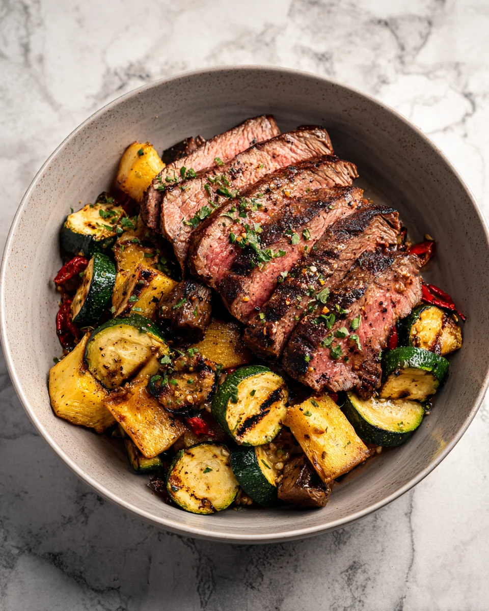 Grilled Steak Bowl with Grilled Zucchini