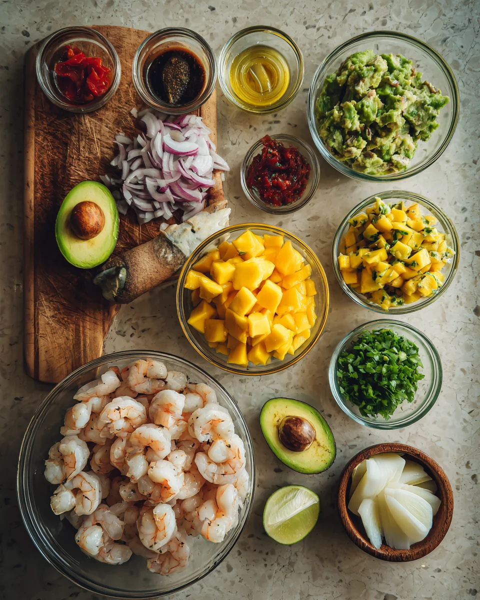 Healthy Shrimp Avocado Bowls with Mango Salsa