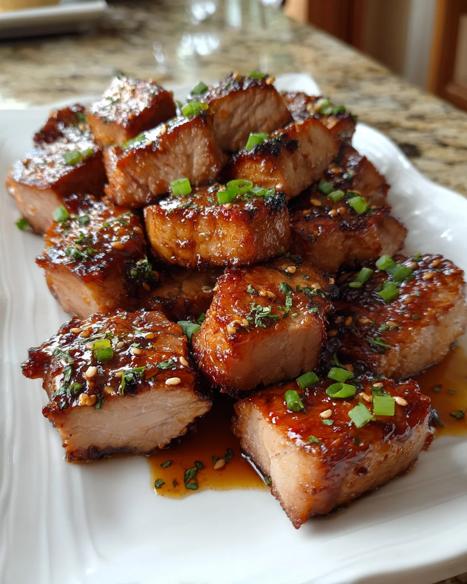 Honey Garlic Glazed Pork Tenderloin Bites