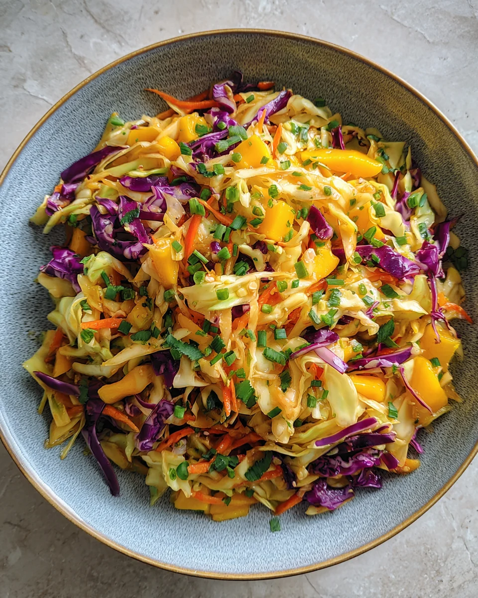 Honey Lime Mango Cabbage Slaw