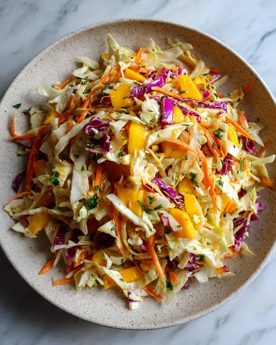 Honey Lime Mango Cabbage Slaw
