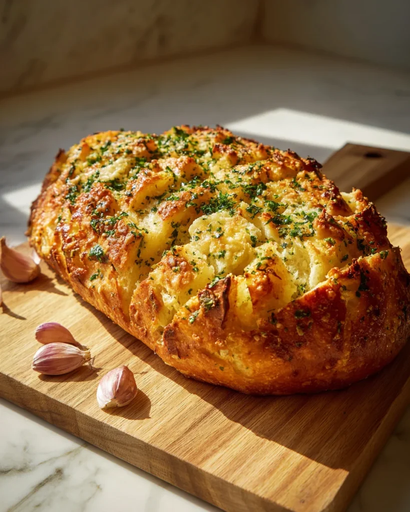 No Knead Garlic Bread