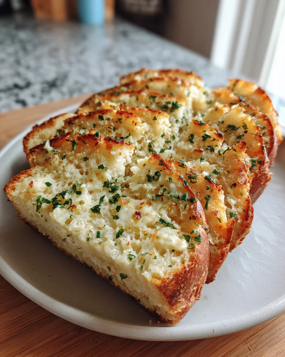 No Knead Garlic Bread