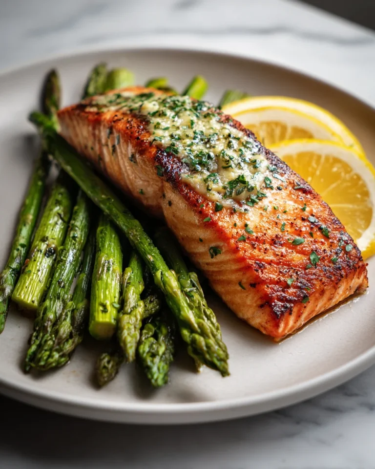 Lemon Herb Butter Salmon with Roasted Asparagus