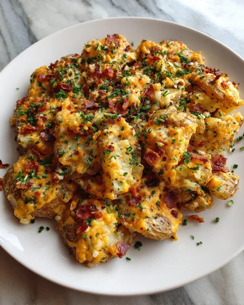 Loaded Cheddar Ranch Smashed Potatoes