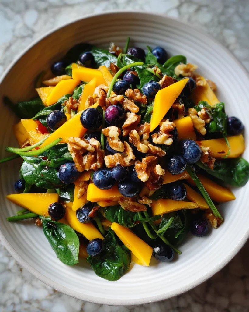 Mango Salad with Spinach and Blueberries