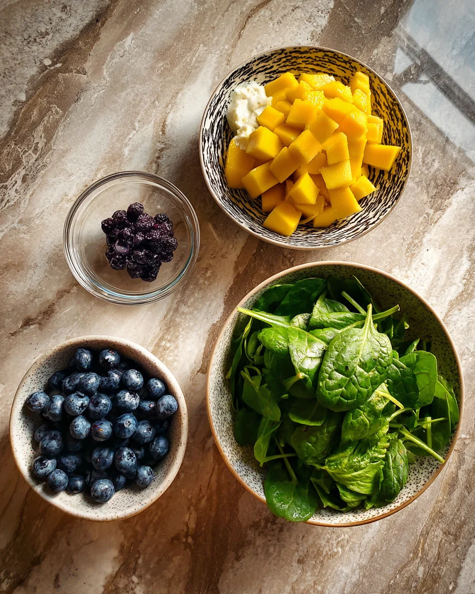 Mango Salad with Spinach and Blueberries
