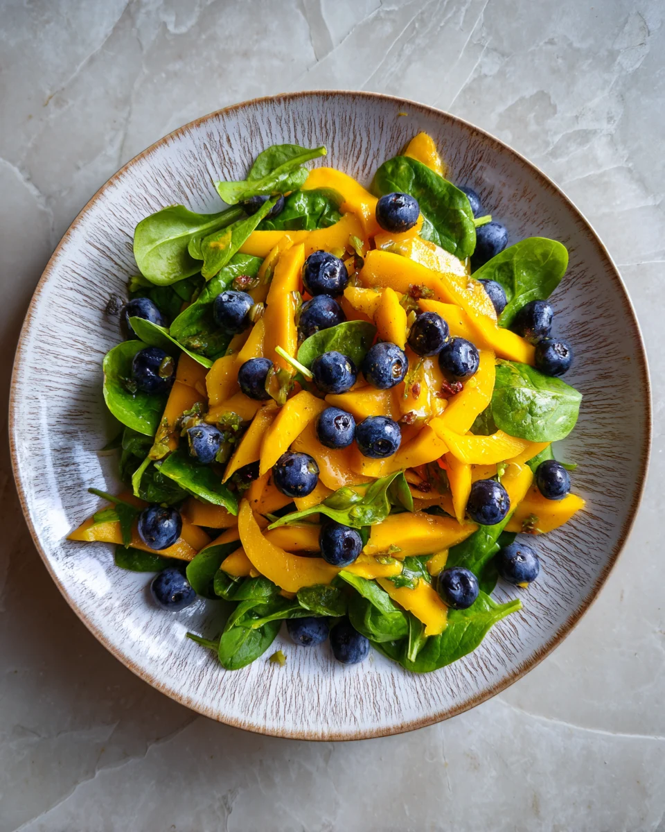 Mango Salad with Spinach and Blueberries