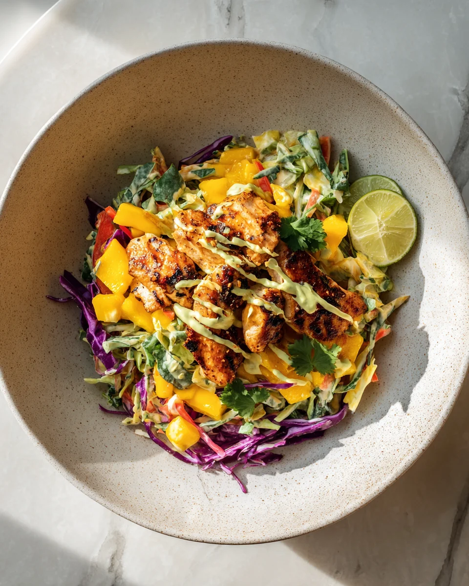 Mango Slaw Bowls with Honey Lime Cream