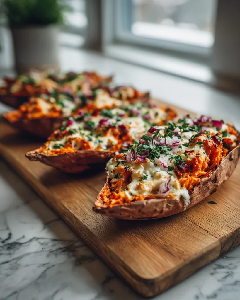 Mediterranean Stuffed Sweet Potato Boats
