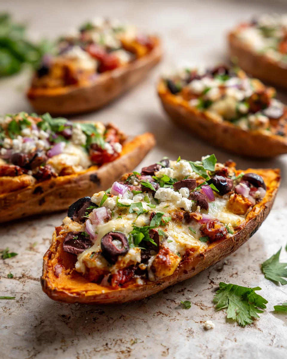 Mediterranean Stuffed Sweet Potato Boats