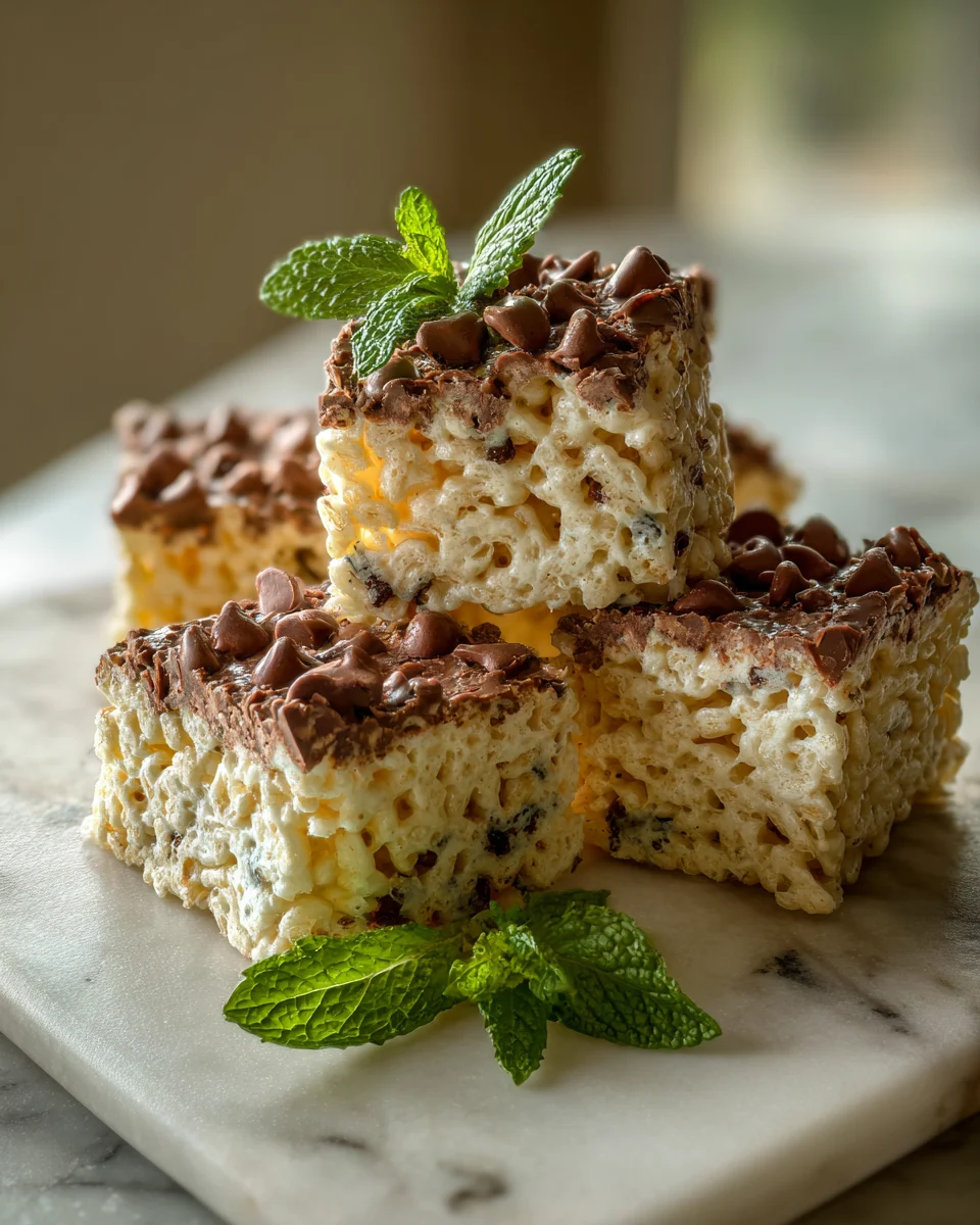 Mint Chocolate Chip Rice Krispie Treats