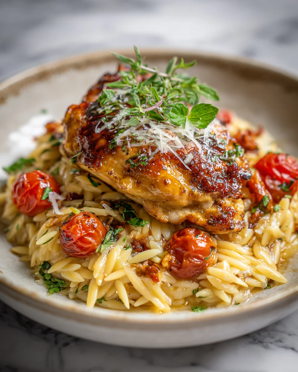 One-Pan Tuscan Garlic Chicken and Orzo