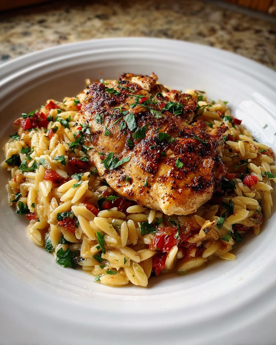 One-Pan Tuscan Garlic Chicken and Orzo
