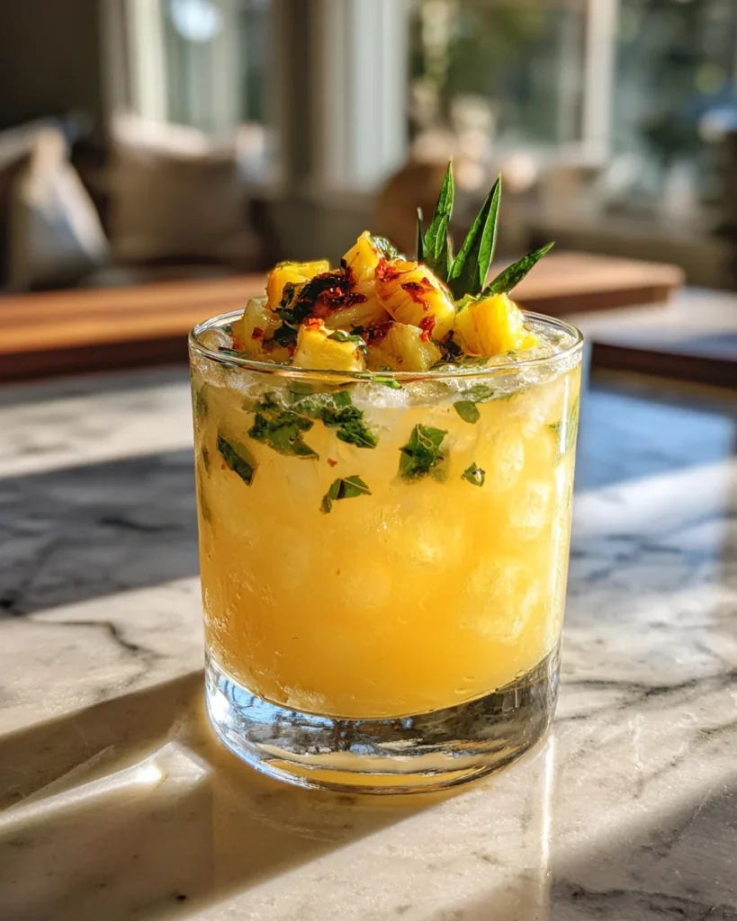 Pineapple Basil Smash Cocktail