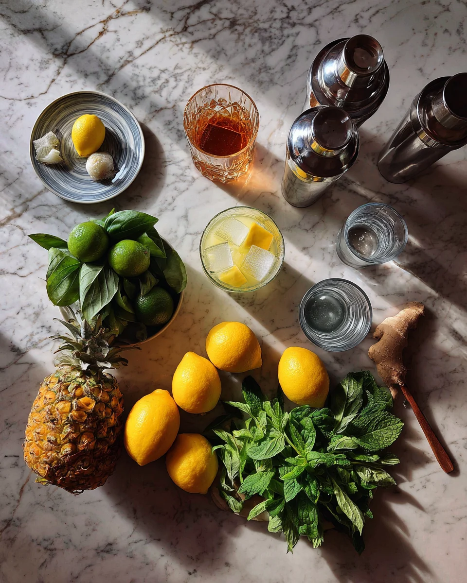 Pineapple Basil Smash Cocktail