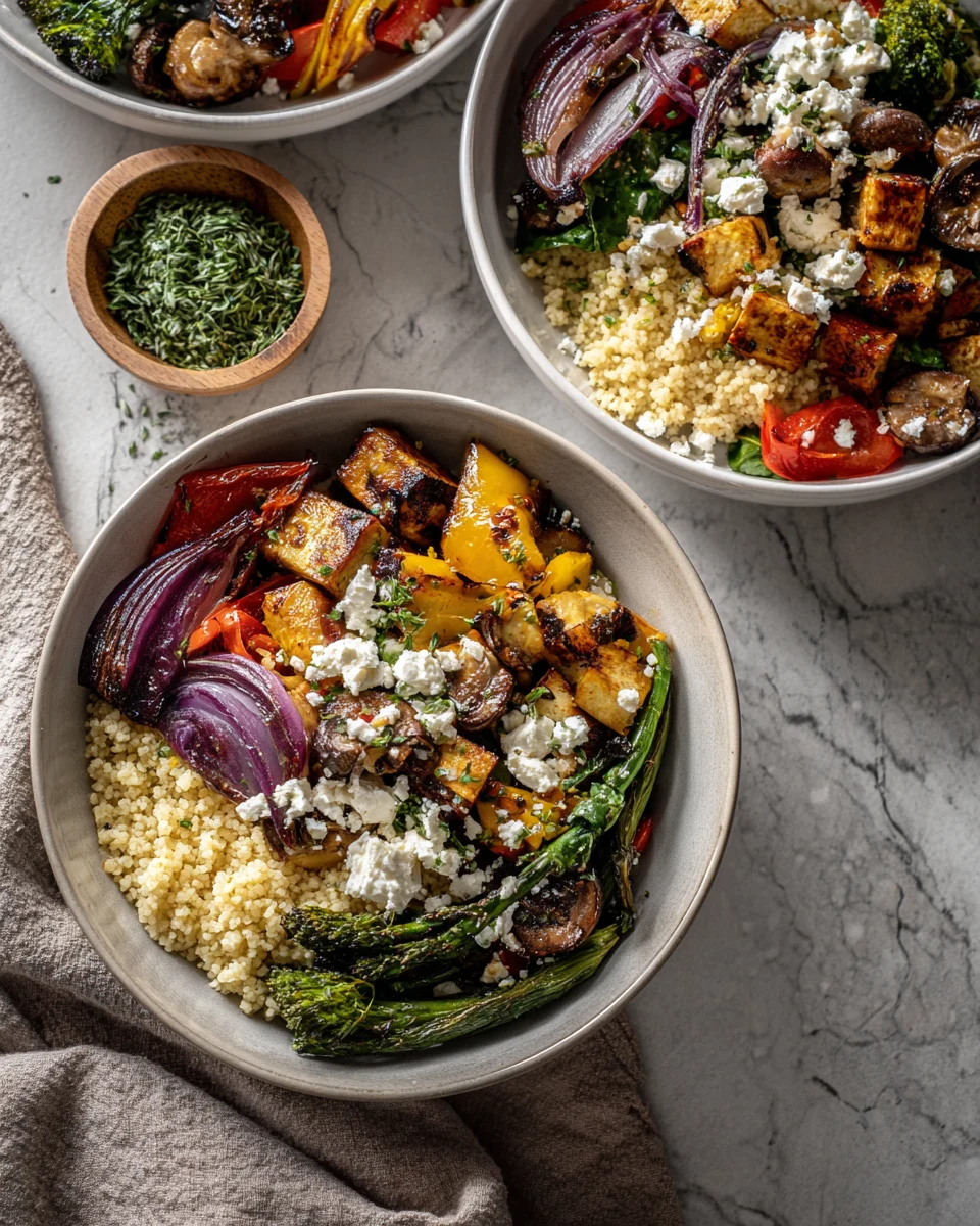 Roasted Veggie Feta Grain Bowls