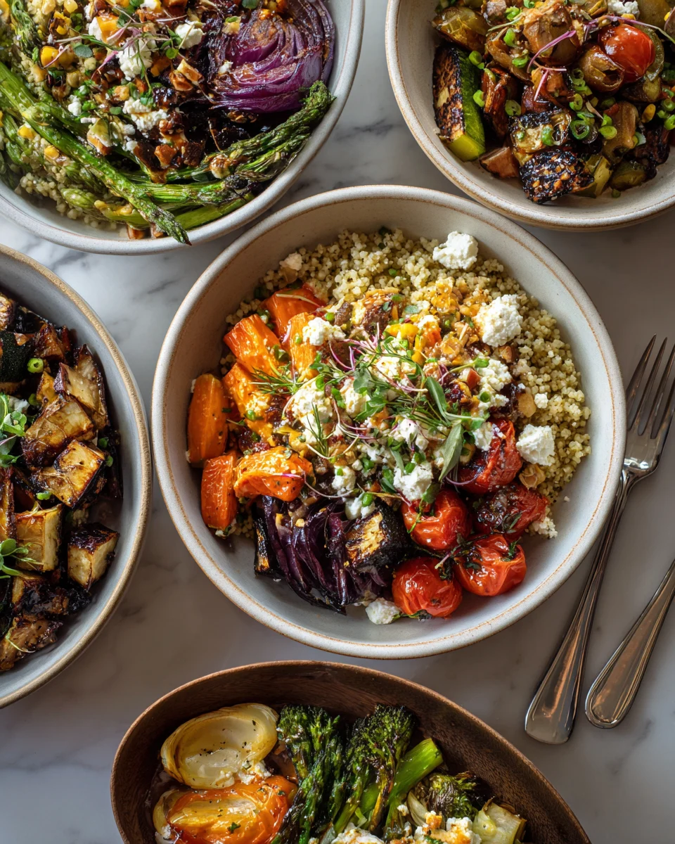 Roasted Veggie Feta Grain Bowls