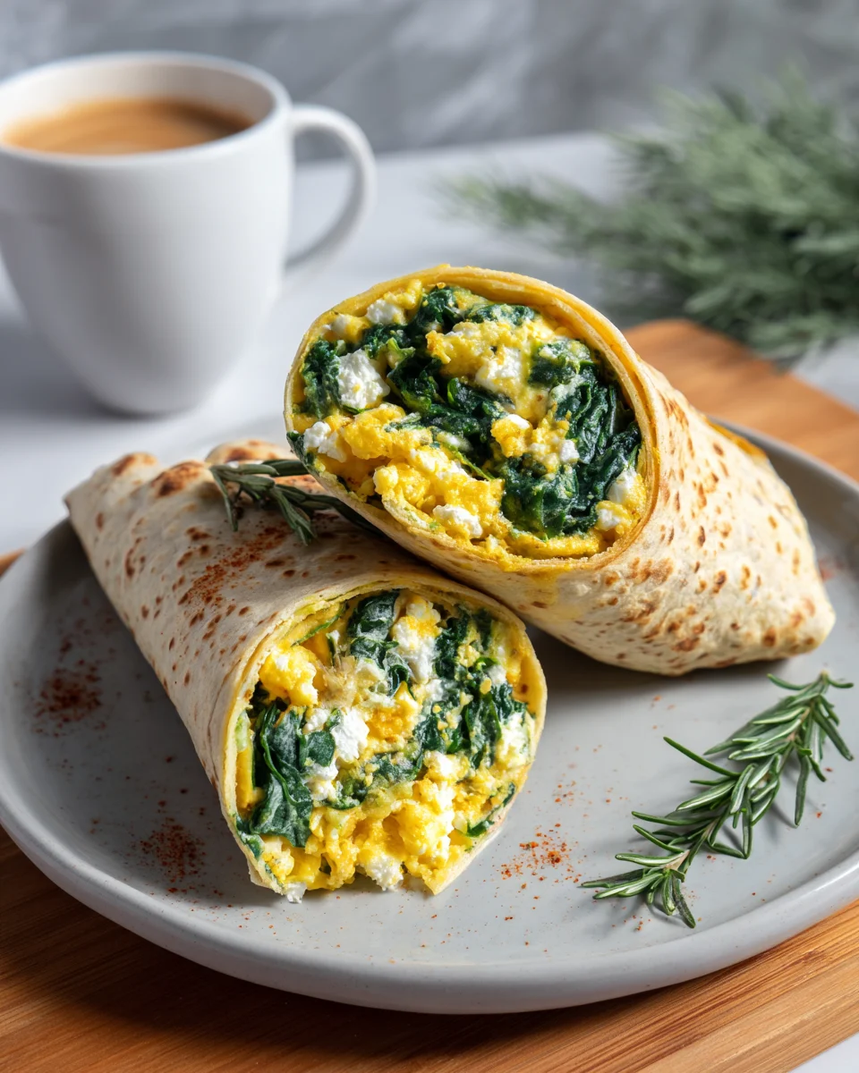 Spinach Feta Breakfast Wraps