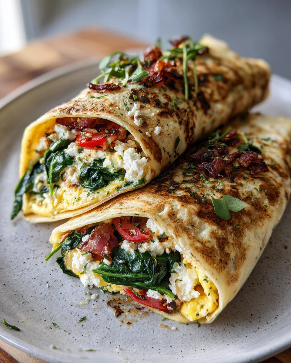 Spinach Feta Breakfast Wraps