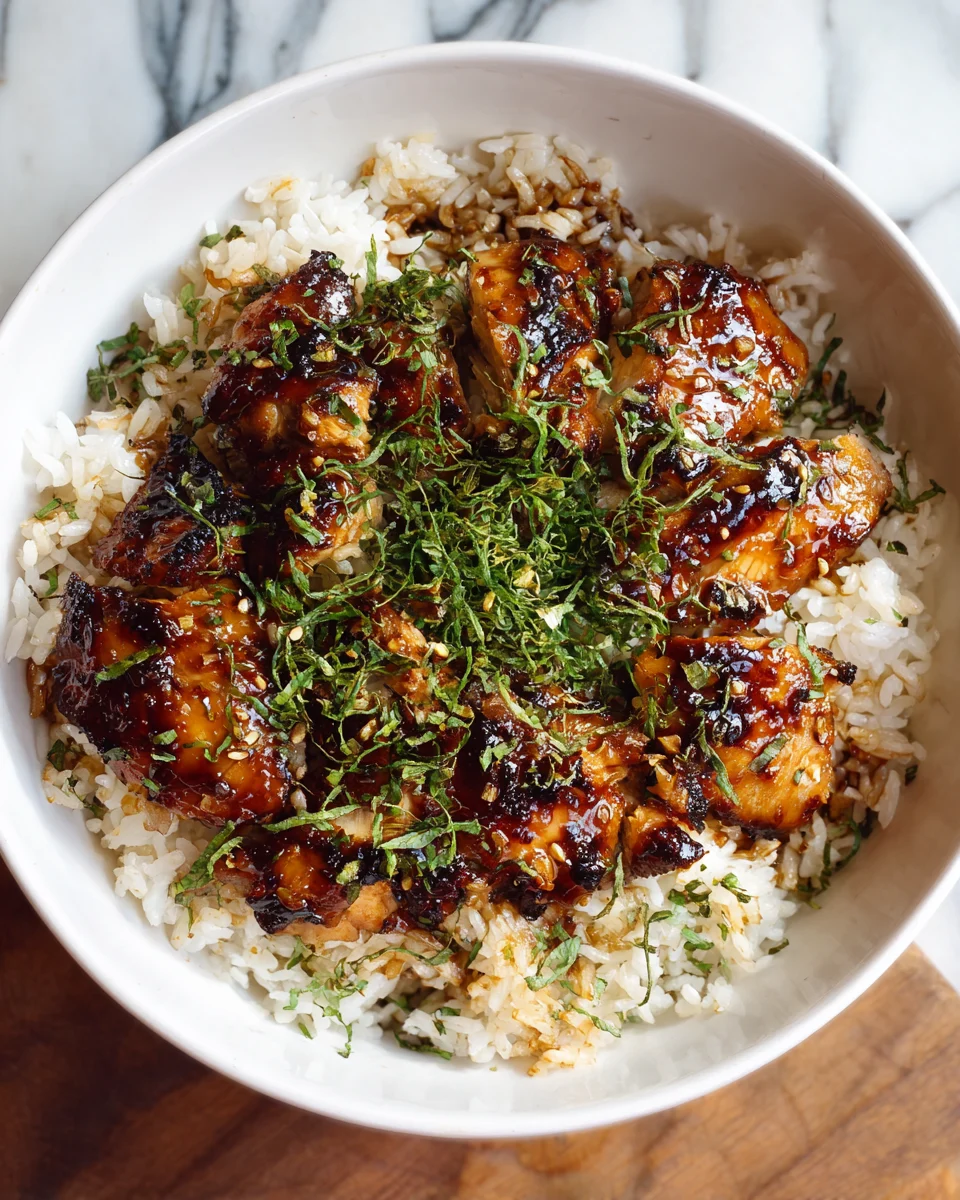 Sticky Honey Garlic Chicken Rice Bowls