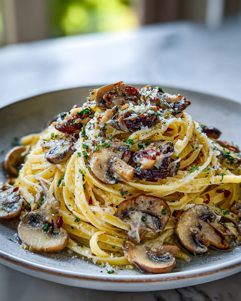 Garlic Butter Mushroom Linguine
