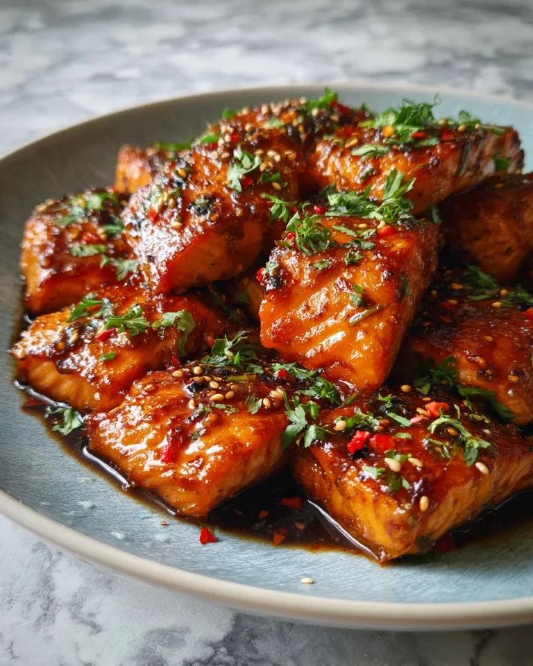 Honey Garlic Glazed Salmon Bites