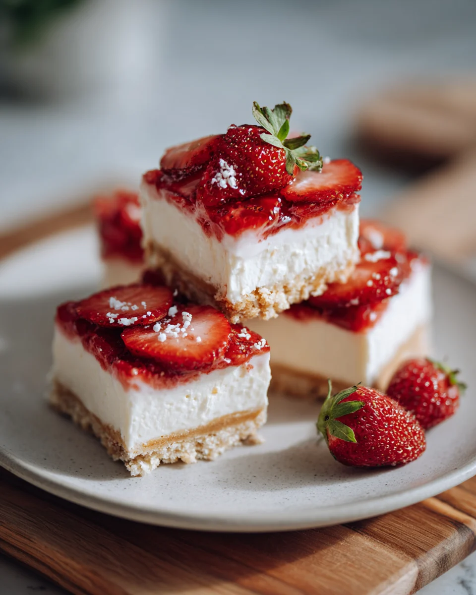 No-Bake Strawberry Cheesecake Bars