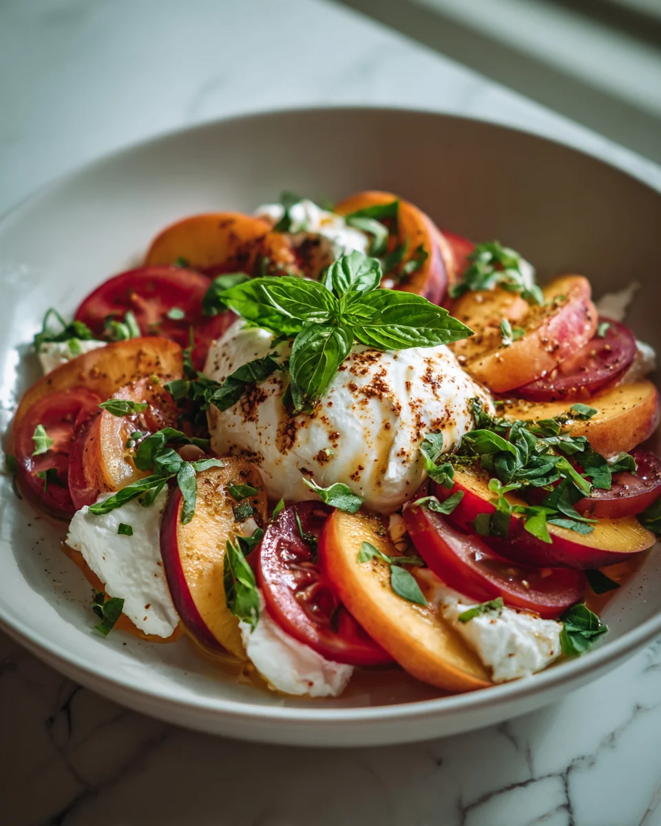 Peach Burrata Basil Salad