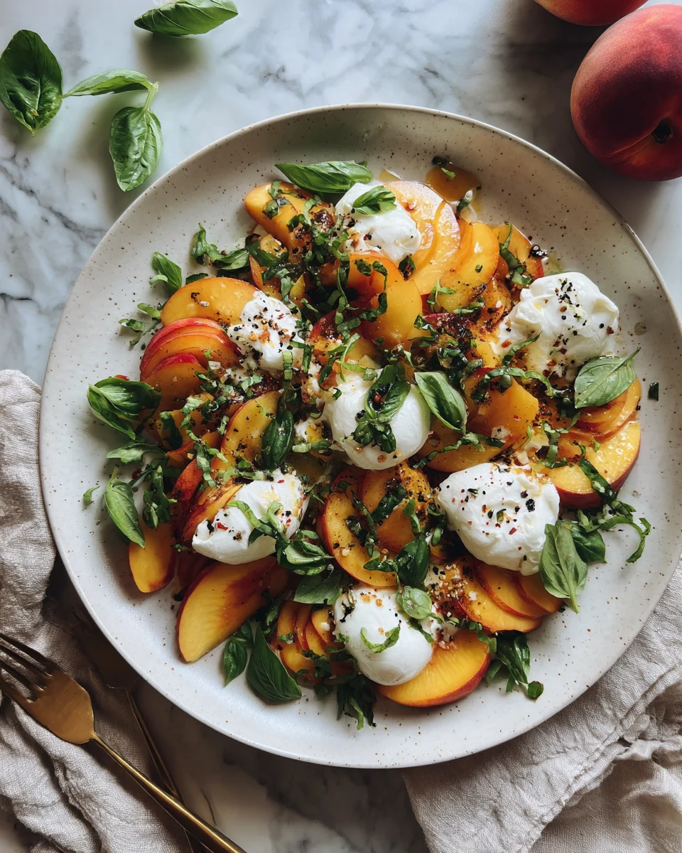 Peach Burrata Basil Salad