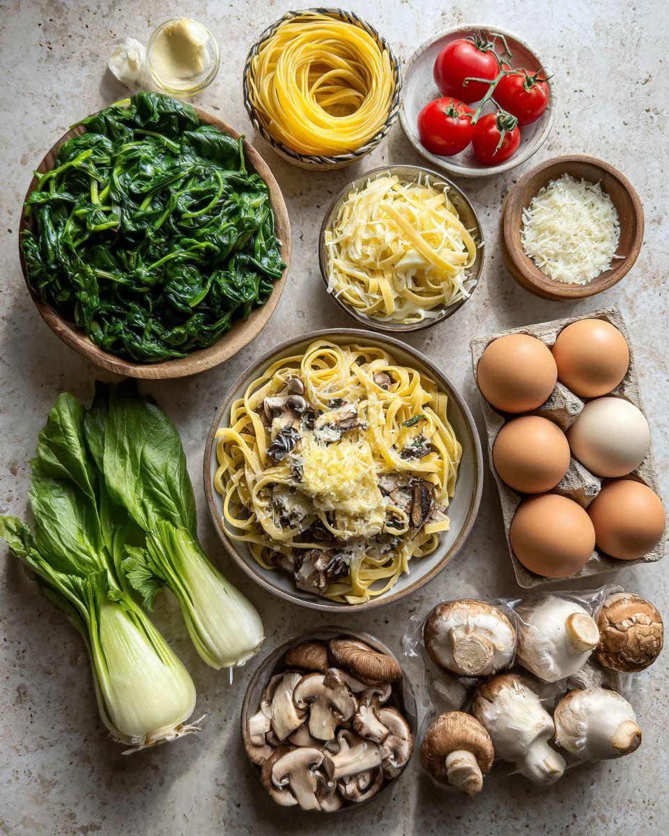 Spinach Mushroom Fettuccine