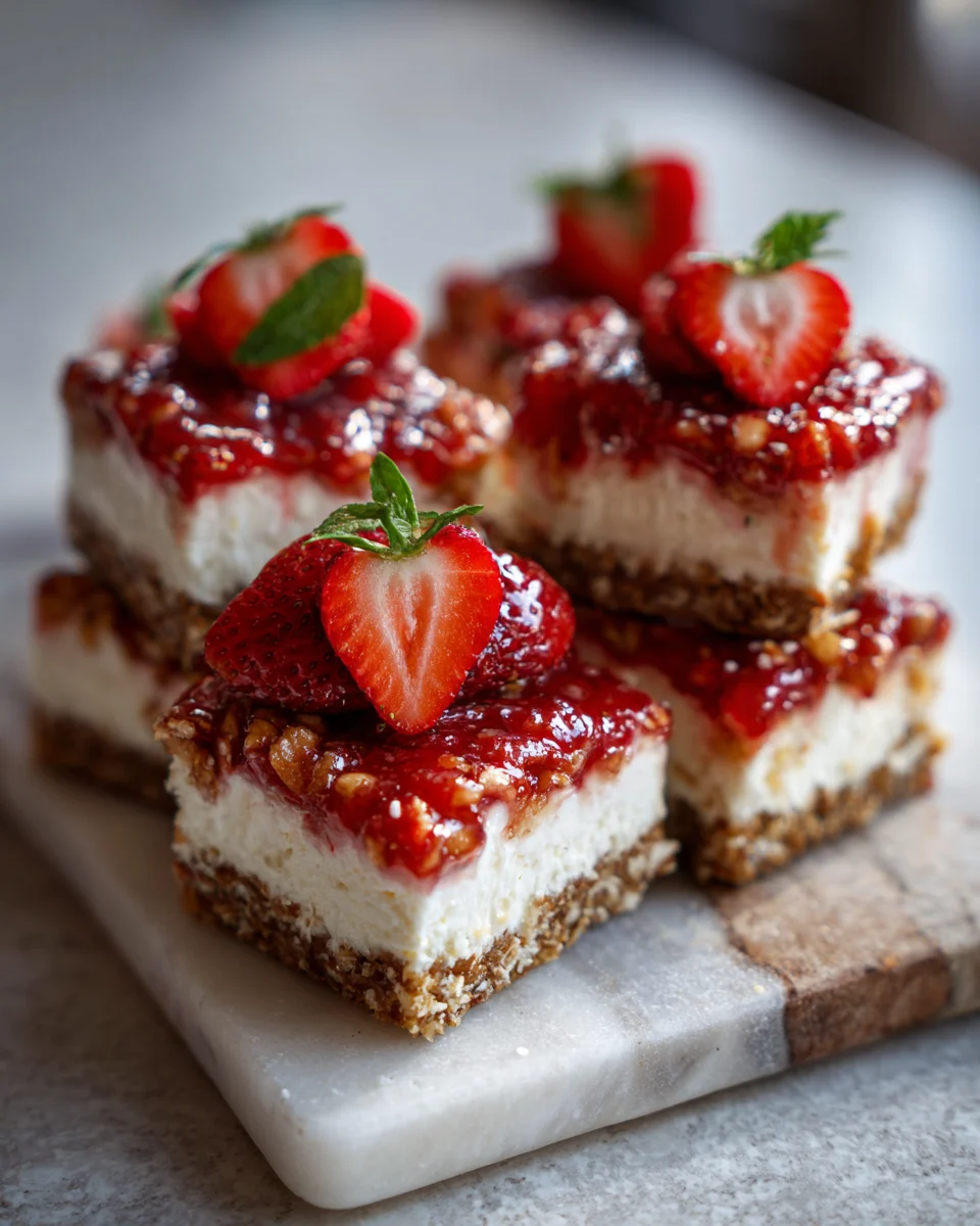 Strawberry Crunch Cheesecake Bars