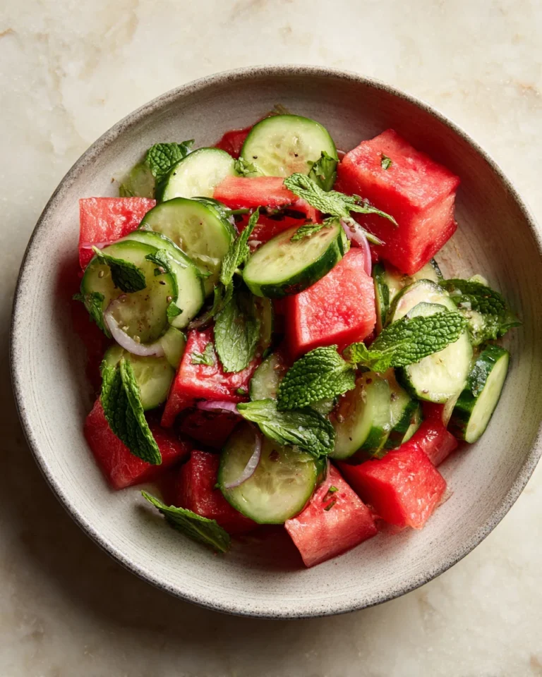 Watermelon Cucumber Mint Salad